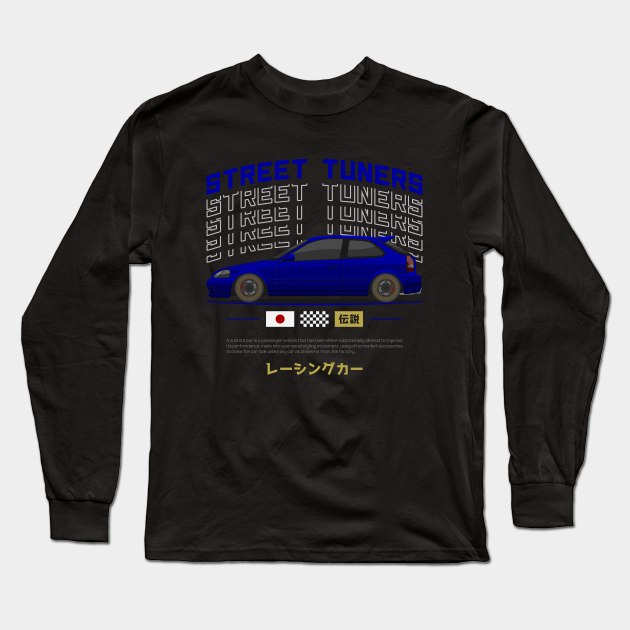 Midnight Racer Blue EK 9 JDM Long Sleeve T-Shirt by GoldenTuners